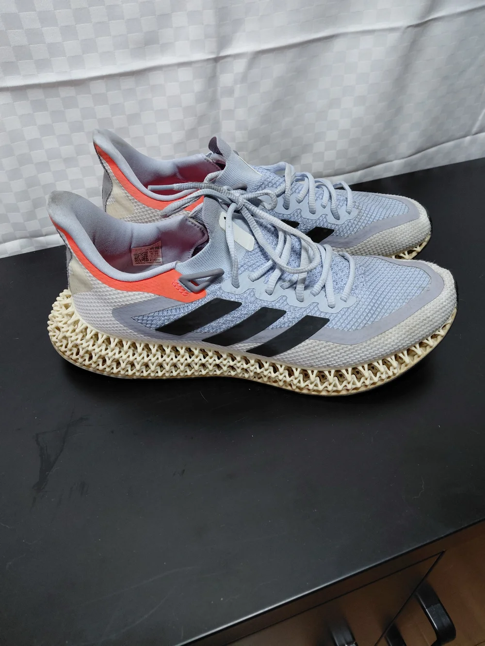 Adidas Men's Light Gray Running Shoes with Coral Accents